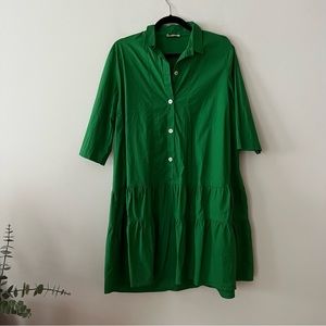 Rosso35 Kelly Green Tiered Shirt Dress